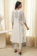 Off-White Pure Cotton Printed A-line Kurta Set image number 4