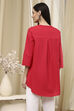Raspberry Embroidered Straight Short Kurta image number 3