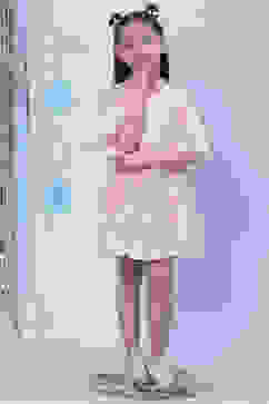 Pink Cotton Flared Yarndyed Dress image number 5