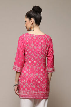 Deep Fuchsia LIVA Straight Printed Kurti image number 4