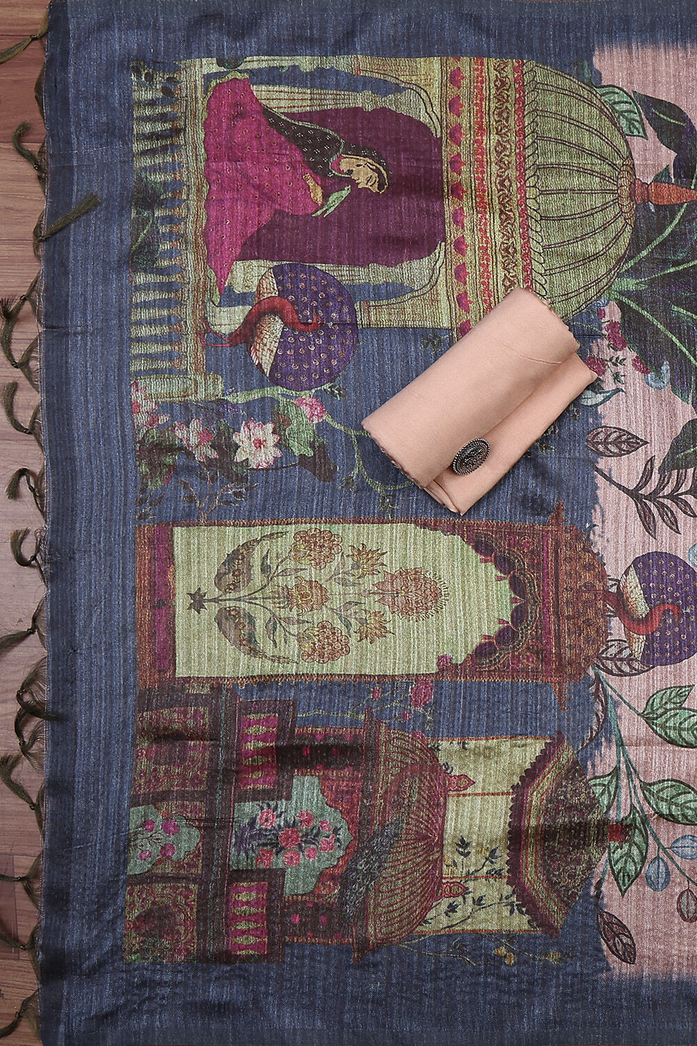 Pch Silk Blend Printed Unstitched Suit Set image number 3