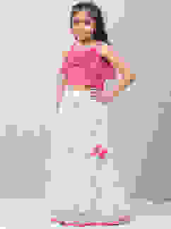 Peach Art Silk Layered Lehenga Set image number 6