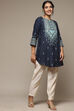 Navy LIVA Printed Kurti