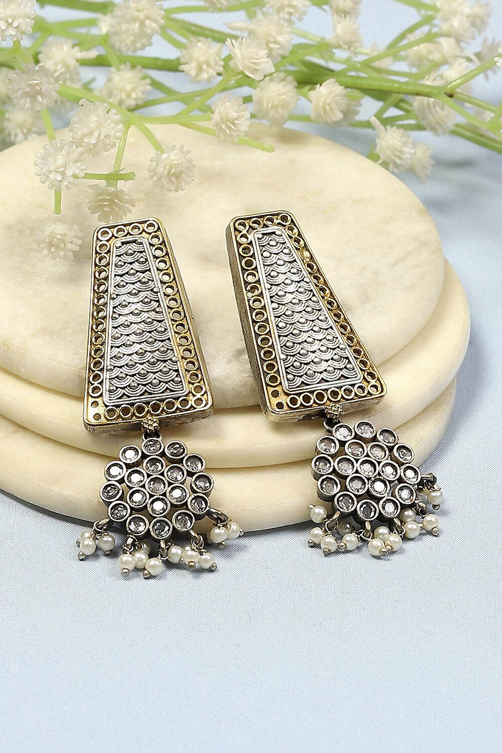 Off White Brass Drop & Danglers image number 0