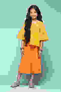 Yellow Cotton Straight Printed Kurta Set image number 6