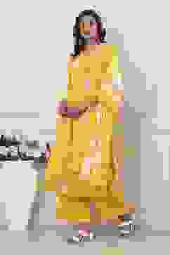 Yellow Floral Printed Straight Suit Set image number 3