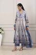 Blue Cotton Anarkali Suit Set image number 3