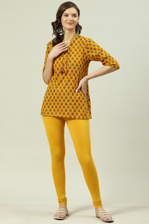 Camel Cotton Blend Solid Churidar image number 5