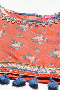 Red Polyester Short Kurta Printed Suit Set image number 1