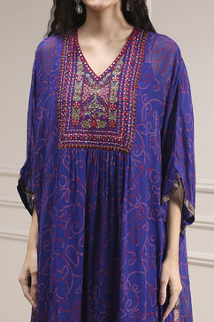 Purple Viscose Straight Printed Fusion Set image number 1