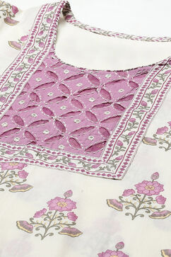 Purple Cotton Printed Unstitched Suit Set image number 2