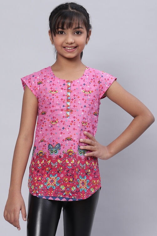 Pink Cotton Printed Top image number 0
