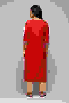 Pink Polyester Straight Yarndyed Kurta image number 4