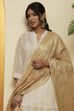 Beige Tasseled Woven Design Dupatta image number 1