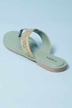 Green PU T-Straps Sandals image number 4