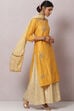 Mustard Cotton Silk Straight Kurta Sharara Suit Set image number 3