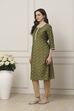Orange All-Over Floral Printed Straight Kurta image number 2