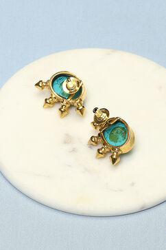Turquoise Brass Earrings image number 2