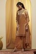Gold Viscose Rayon Straight Suit Set image number 3