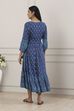 Indigo Ethnic Motifs Flared Midi Dress image number 3