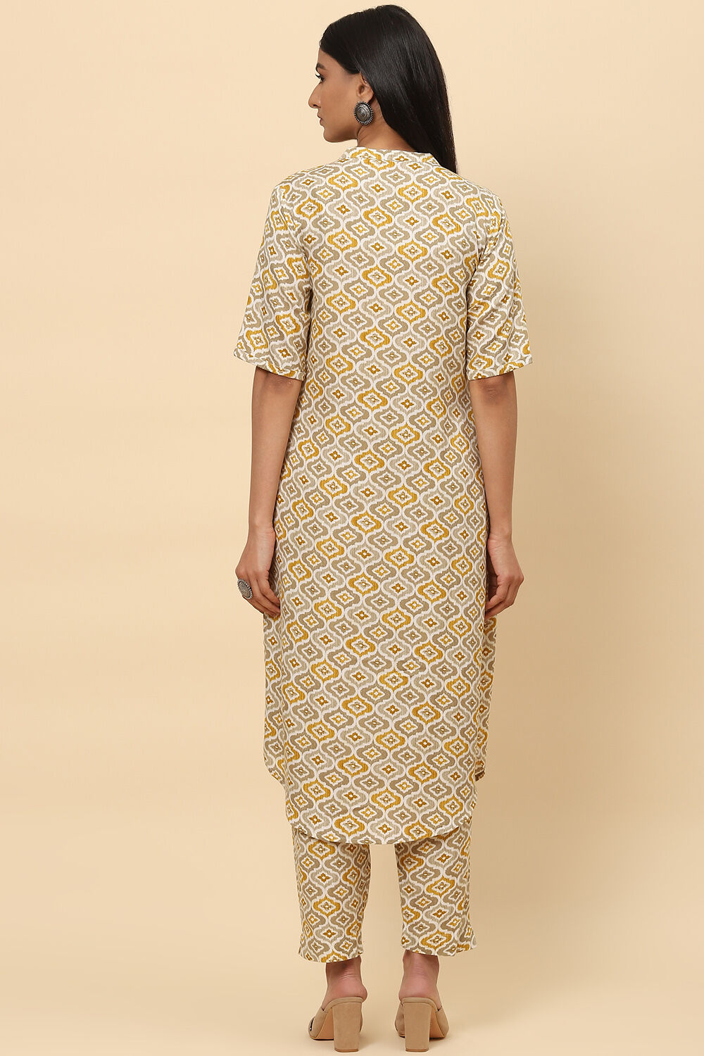 Mud Ochre Rayon Fusion Printed Kurta Set image number 4