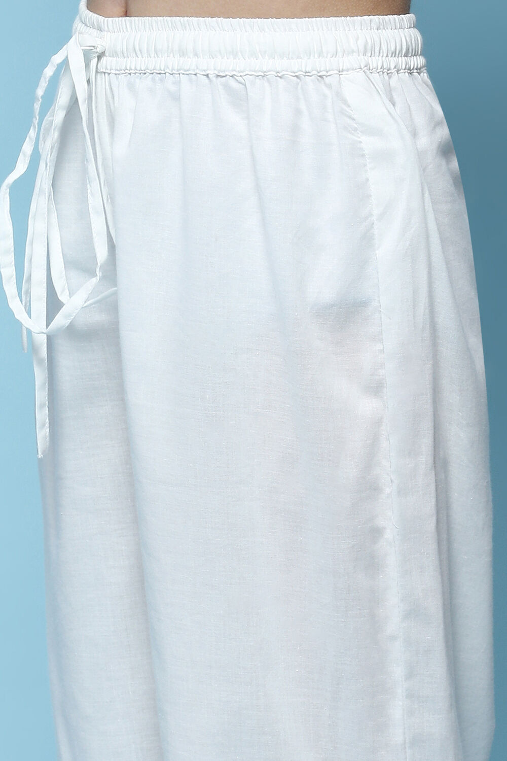 Orange Cotton Printed Flared Kurta White Palazzo & Dupatta image number 2