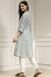 Blue Cotton Printed A-Line Kurta image number 3