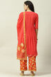 Red Cotton Flared Kurta Palazzo Suit Set image number 4