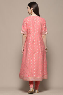 Blush Pink Poly Cotton Straight Suit Set image number 5