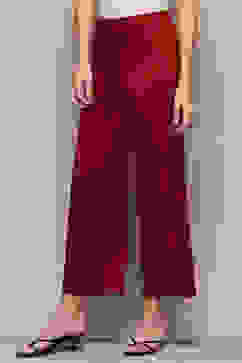 Maroon Viscose Blend Solid Palazzo image number 2