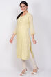Yellow Cotton Chikankari Embroidered Kurta image number 3