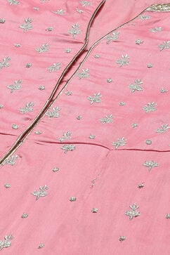 Pink Cotton Blend Anarkali Embroidered Kurta Suit Set image number 1