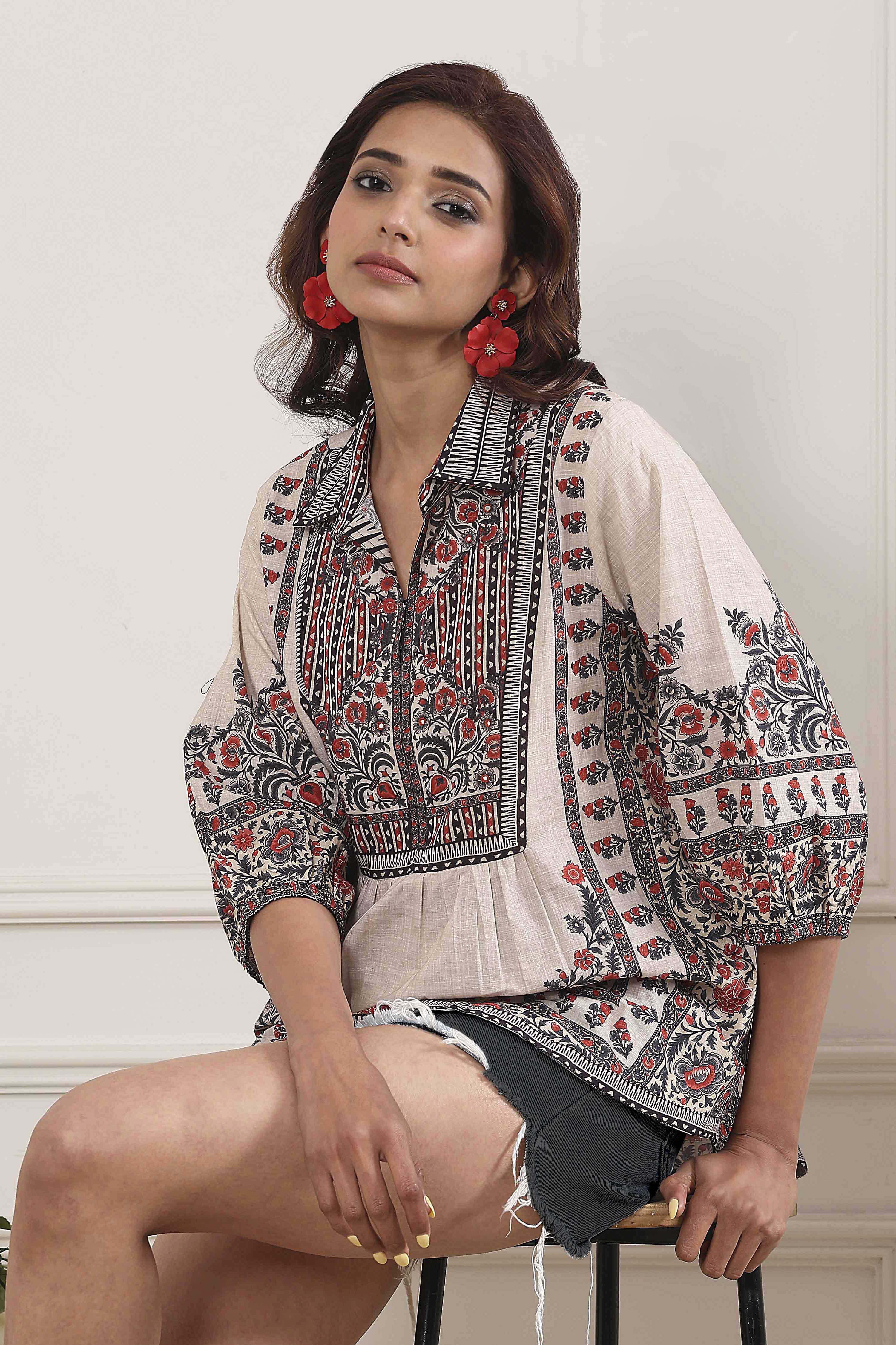 Brown Cotton Straight Shirt image number 0