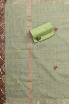 Pista Green Silk Blend Hand Embroidered Unstitched Suit Set image number 3