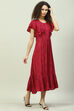 Plum Viscose Jacquard Flared Dress image number 3