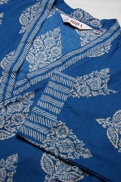 Royal Blue Cotton Straight Kurta Palazzo Suit Set image number 1
