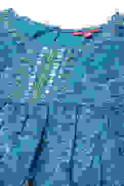 Teal Blue Cotton Flared Kurta Garara Suit Set image number 1