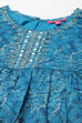 Teal Blue Cotton Flared Kurta Garara Suit Set image number 1