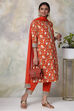 Saffron Cotton Straight Kurta Palazzo Suit Set image number 0