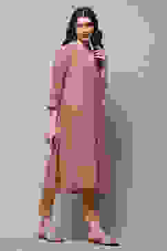 Dusky Rose Polyester Straight Kurta image number 4