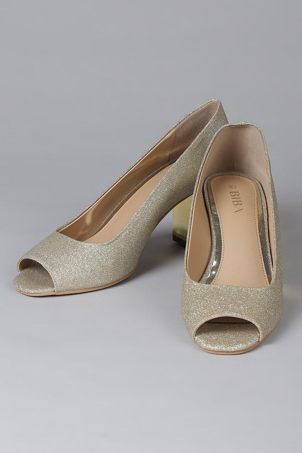 Gold Synthetic Formal Sandals