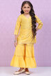 Yellow Cotton A-Line Printed Kurta Set