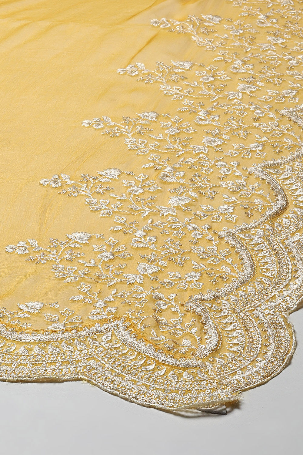 Yellow Linen Blend Digital Print Unstitched Suit Set image number 4