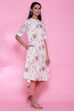 Off White Cotton Linen A-line Printed Kurta image number 3