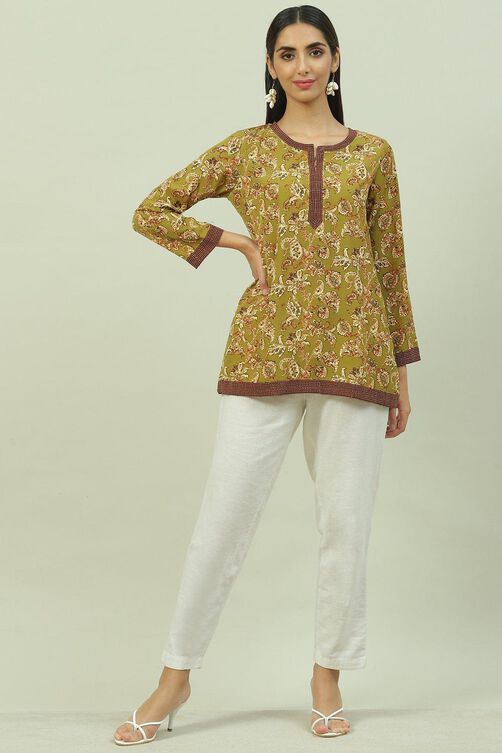 Grey Art Silk Straight Printed Kurti image number 5