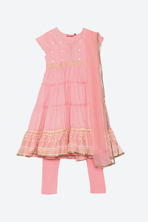 Light Pink Cotton Anarkali Suit image number 0