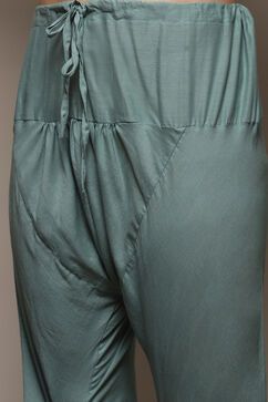 Sea Green Cotton Handloom Unstitched Suit Set image number 3