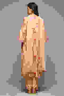 Beige Rayon Straight Kurta Pants Suit Set image number 4