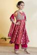 Pink Viscose Rayon Anarkali Suit Set image number 4