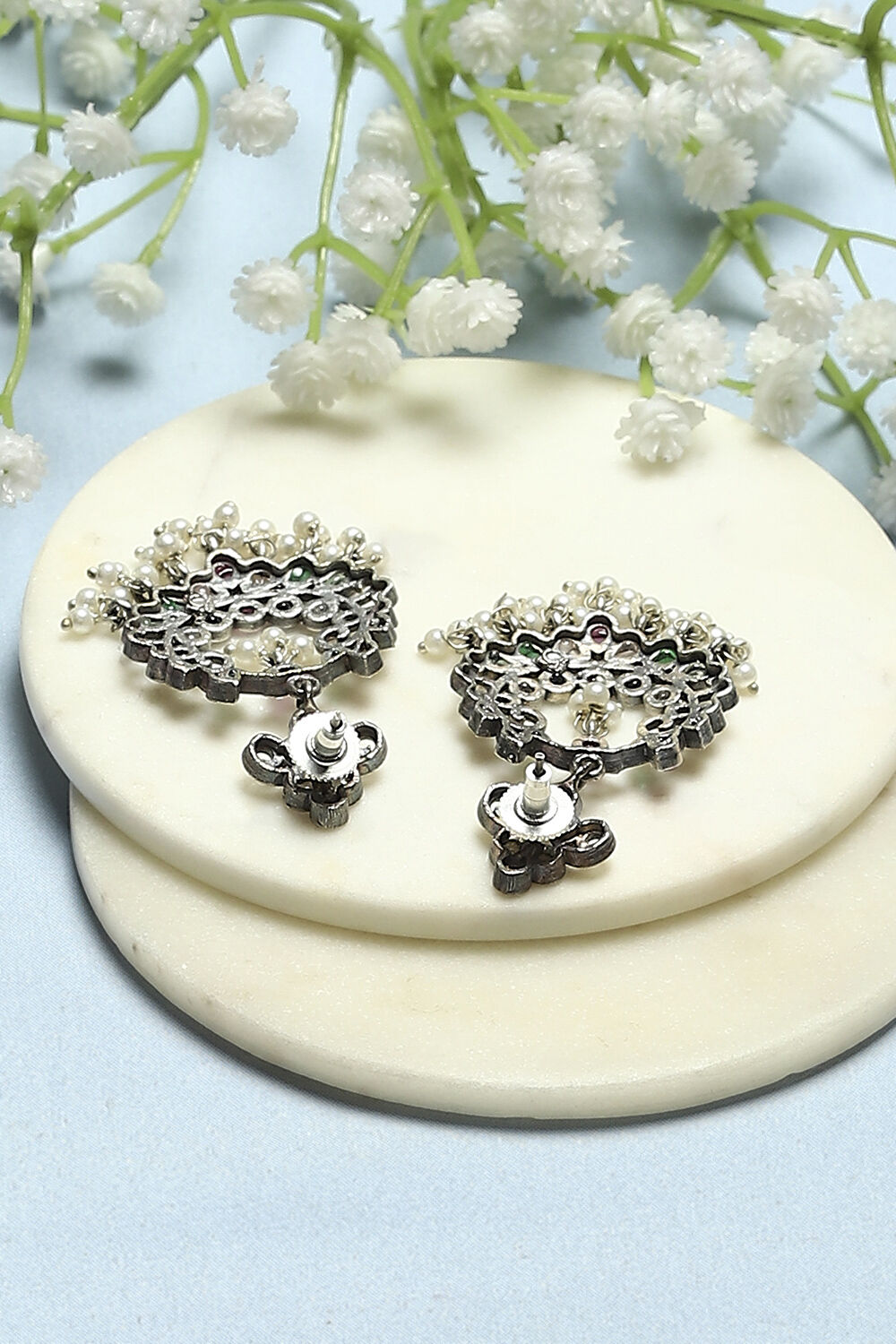 Multi-coloured Oxidised Navratan Danglers image number 2